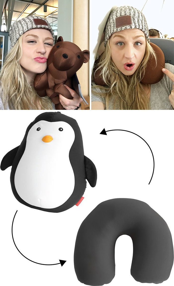 Animal Zip And Flip Travel Pillows