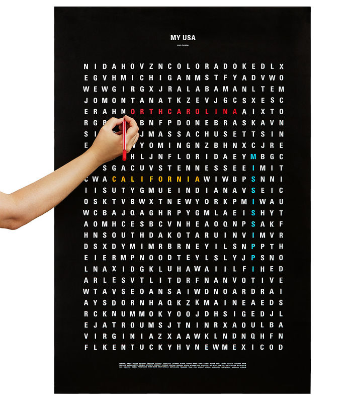 Word Search Poster That Lets You Color The Places In USA That You've Been