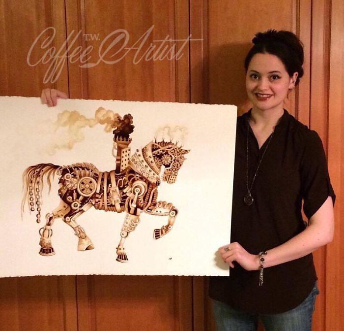 It Took Me Many Hours To "Paint" Steampunk Art Using Real Coffee It Took Me Many Hours To "Paint" Steampunk Art Using Real Coffee