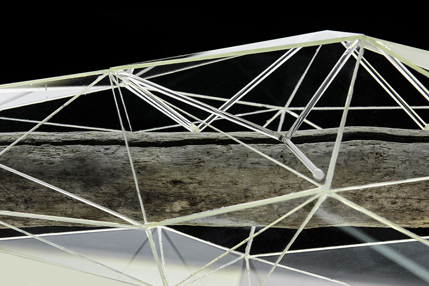 I Encapsulate Driftwoods With Little Floating Glass Architectures That Look Like Computerized Chrysalis