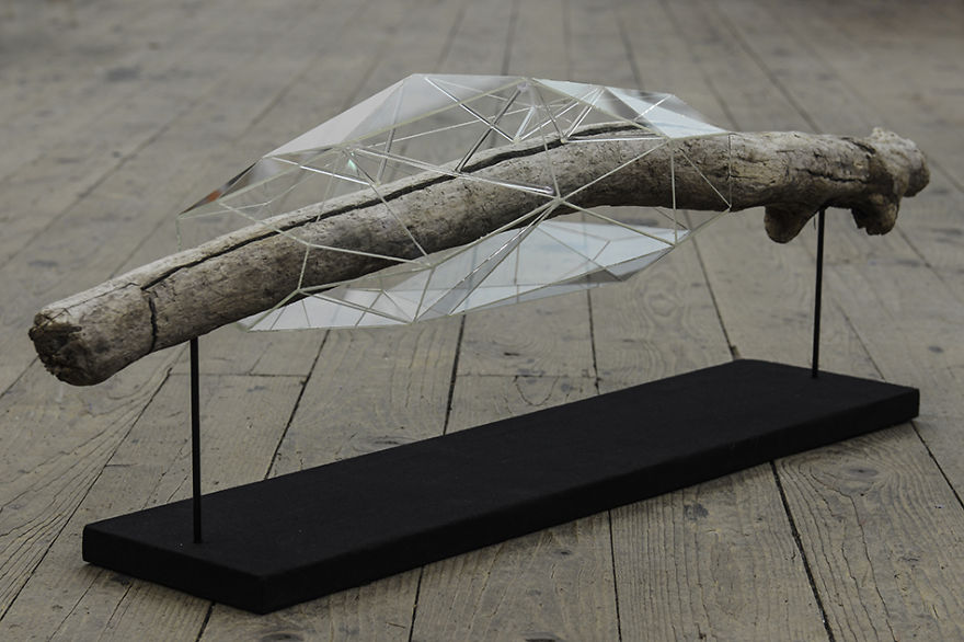 I Encapsulate Driftwoods With Little Floating Glass Architectures That Look Like Computerized Chrysalis