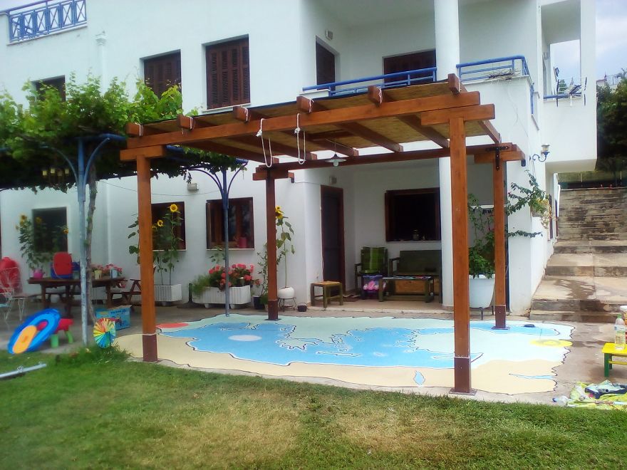 I Painted A Huge Map On My Courtyard