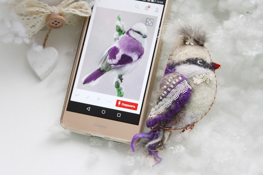 My Felt Bird Brooches Made Like A Photo