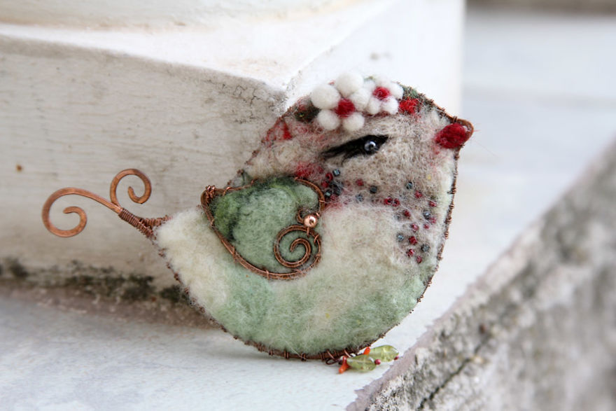 My Felt Bird Brooches Made Like A Photo
