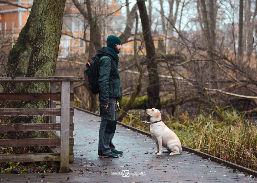 I've Taken A Picture Of My Husband And Our Labrador Every Trip In The Same Position