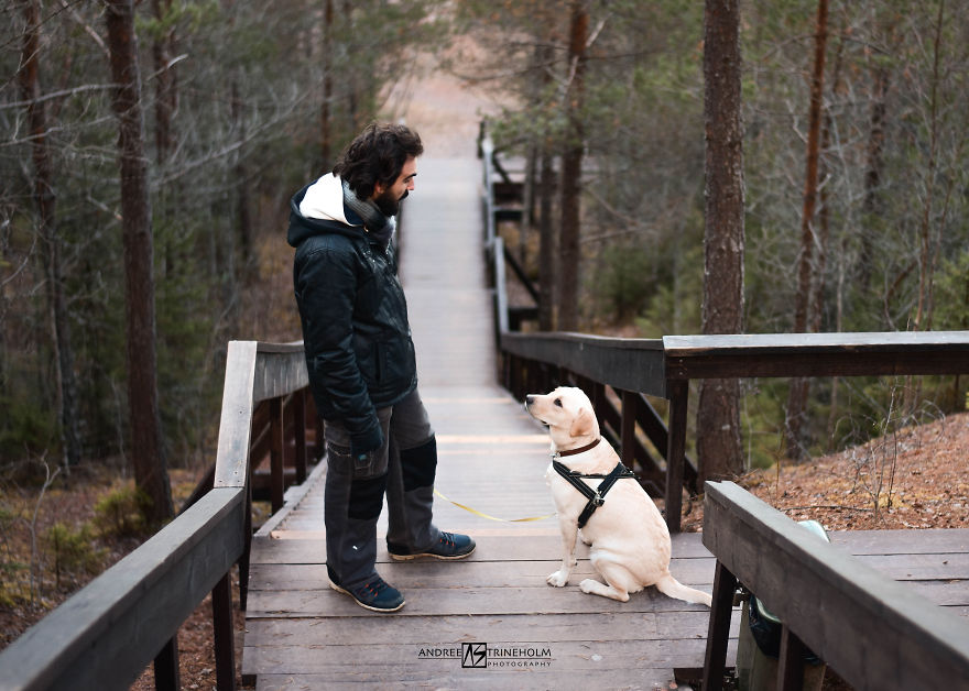 I've Taken A Picture Of My Husband And Our Labrador Every Trip In The Same Position