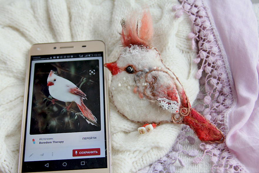 My Felt Bird Brooches Made Like A Photo