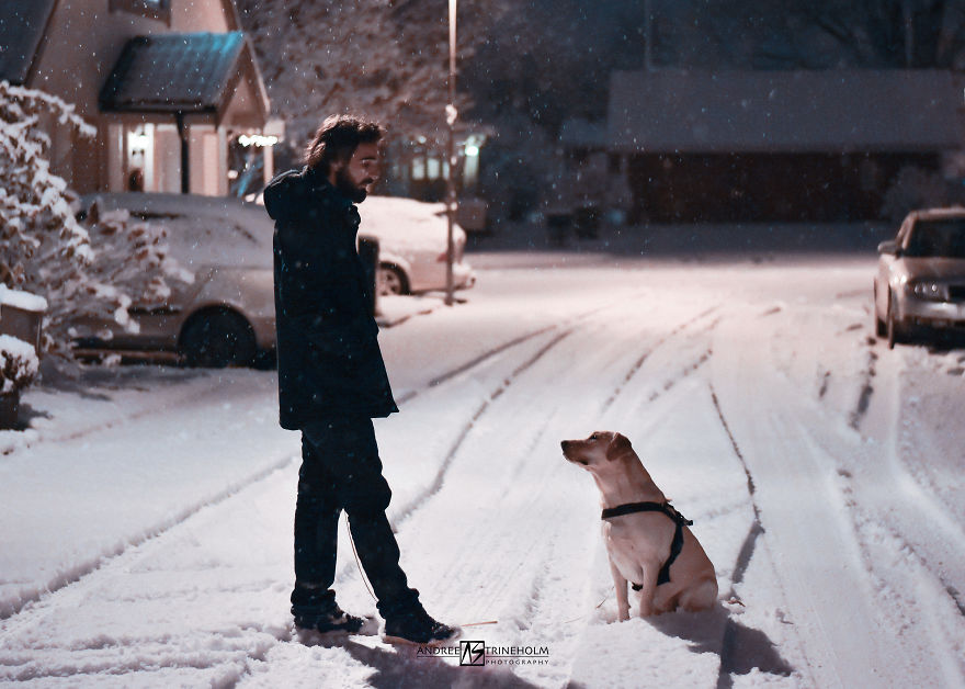 I've Taken A Picture Of My Husband And Our Labrador Every Trip In The Same Position