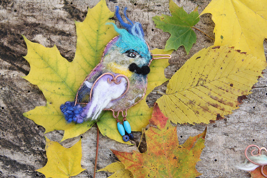 My Felt Bird Brooches Made Like A Photo