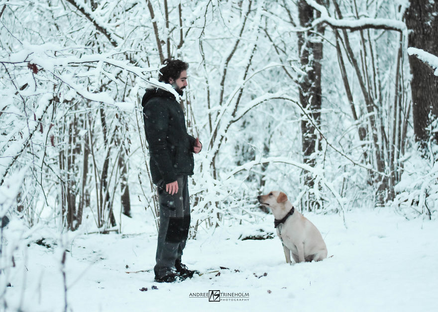 I've Taken A Picture Of My Husband And Our Labrador Every Trip In The Same Position