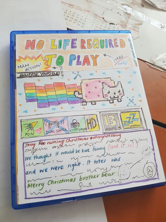 2/2 Back Cover... Abba Disc Inside... He Hates Abba... All This After 17 Layers Of Various Materials, Tape, Plastic, Cardboard, Foil, Cling Wrap, Duct Tape, Paper And More.