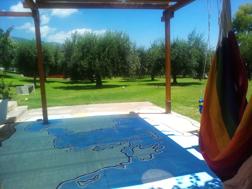 I Painted A Huge Map On My Courtyard