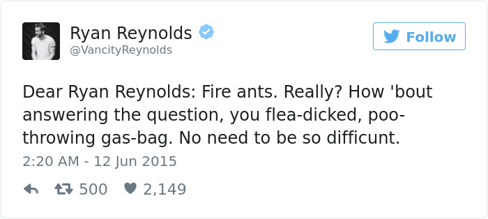 Funny Ryan Reynolds Tweets