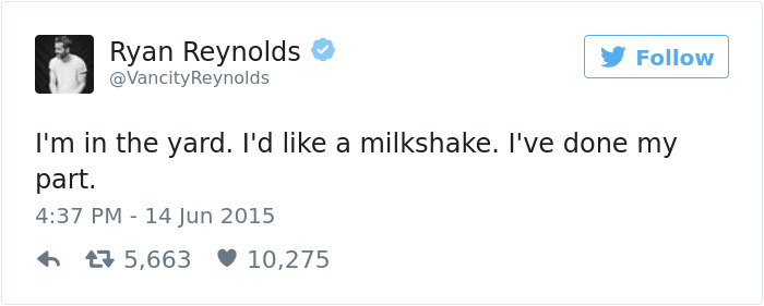 Funny Ryan Reynolds Tweets