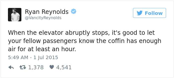 Funny Ryan Reynolds Tweets