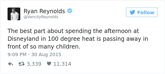 Funny Ryan Reynolds Tweets