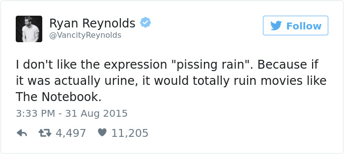 Funny Ryan Reynolds Tweets