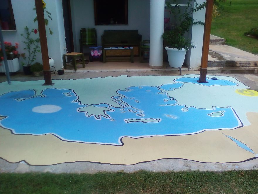 I Painted A Huge Map On My Courtyard