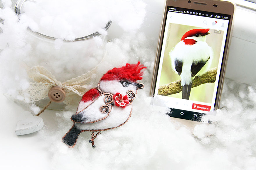 My Felt Bird Brooches Made Like A Photo