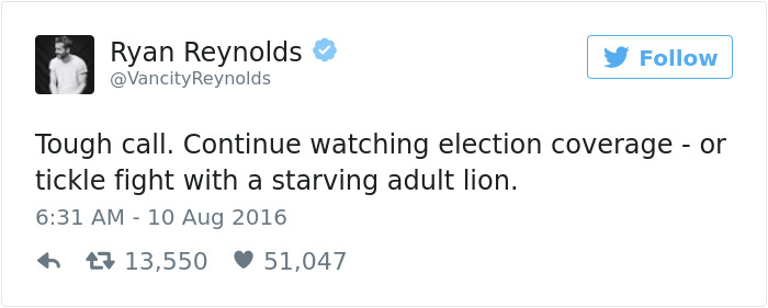 Funny Ryan Reynolds Tweets