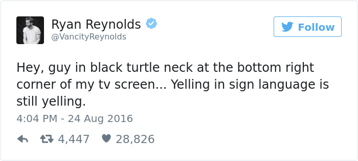 Funny Ryan Reynolds Tweets