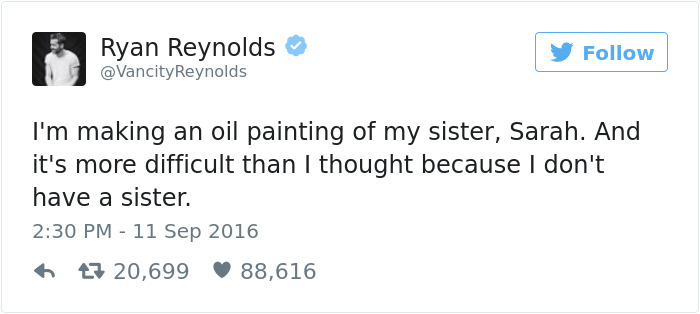 Funny Ryan Reynolds Tweets