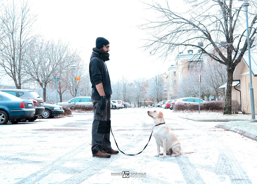 I've Taken A Picture Of My Husband And Our Labrador Every Trip In The Same Position