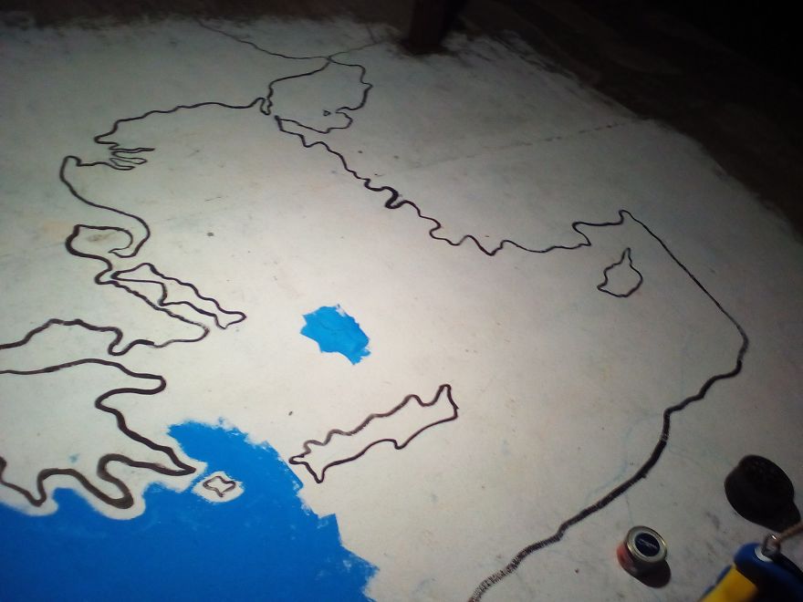 I Painted A Huge Map On My Courtyard