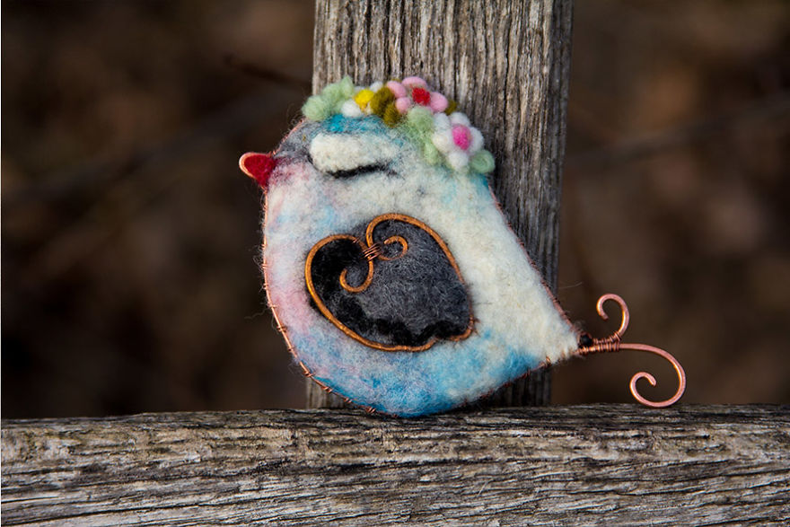 My Felt Bird Brooches Made Like A Photo