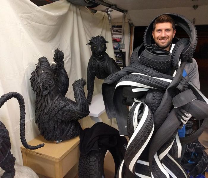 Amazing Tire Sculptures That I Create From 100-400 Separate Tires