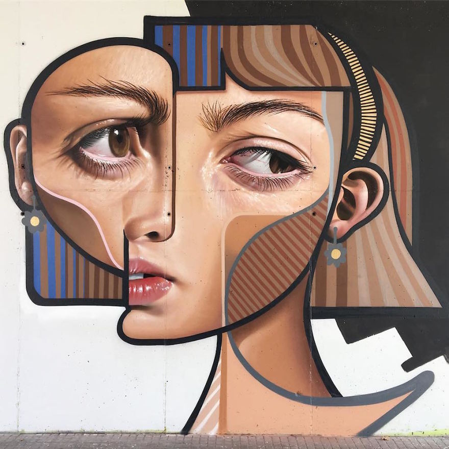 Spanish Artist Creates Picasso-Inspired Murals Combining Cubism With Realism