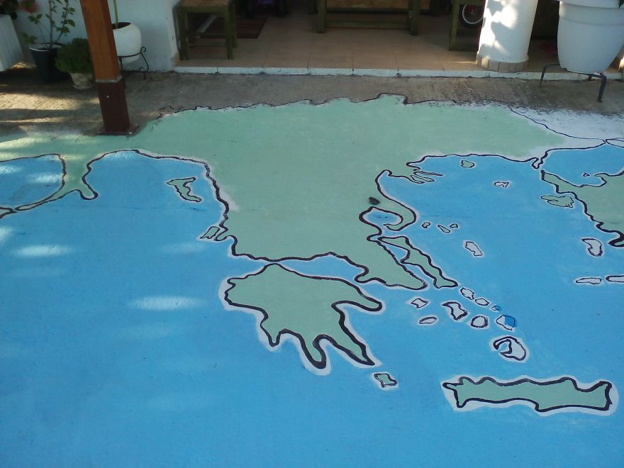 I Painted A Huge Map On My Courtyard