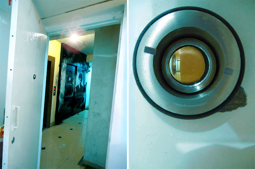 We Put Your Privacy First. Spy-Hole Fail (There's A Wall In Front Of The Spy-Hole)