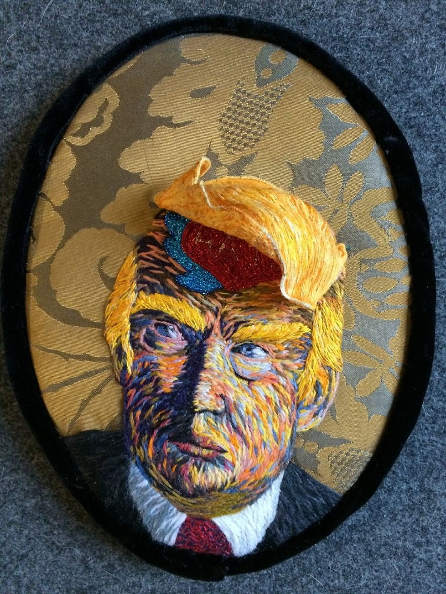 I Embroidered Political Portraits Of Donald Trump And Hillary Clinton I Embroidered Political Portraits Of Donald Trump And Hillary Clinton