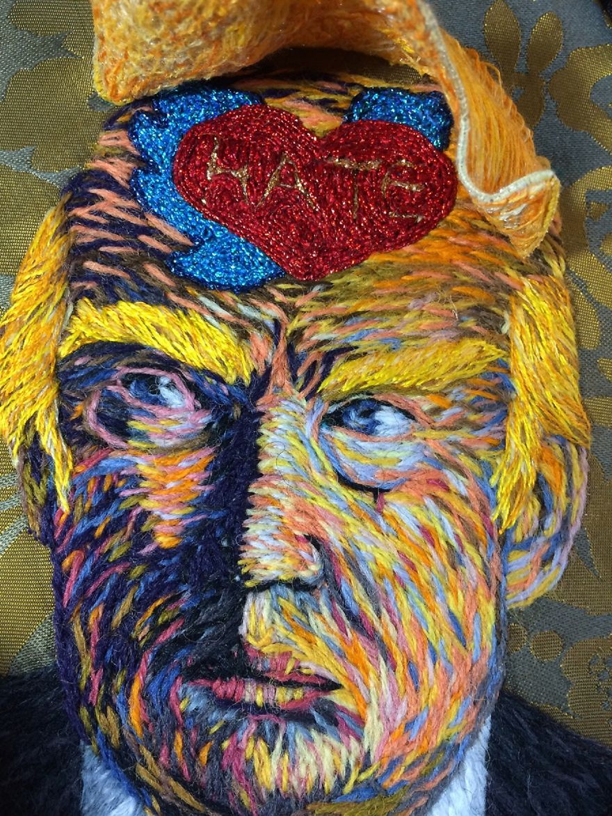 I Embroidered Political Portraits Of Donald Trump And Hillary Clinton I Embroidered Political Portraits Of Donald Trump And Hillary Clinton