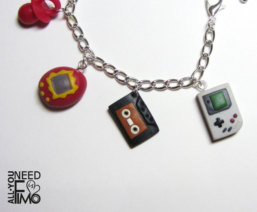 I Made These Bracelet Charms Out Of Polymer Clay! They Remind Me Of 90's &hearts;