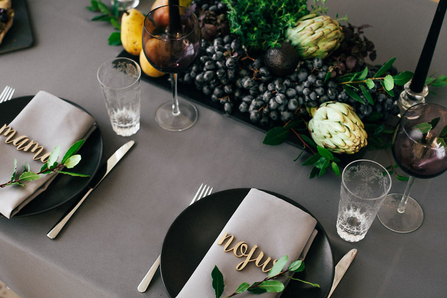 I Made This Table Decorations Out Of Painted Fruits, Vegetables And Herbs