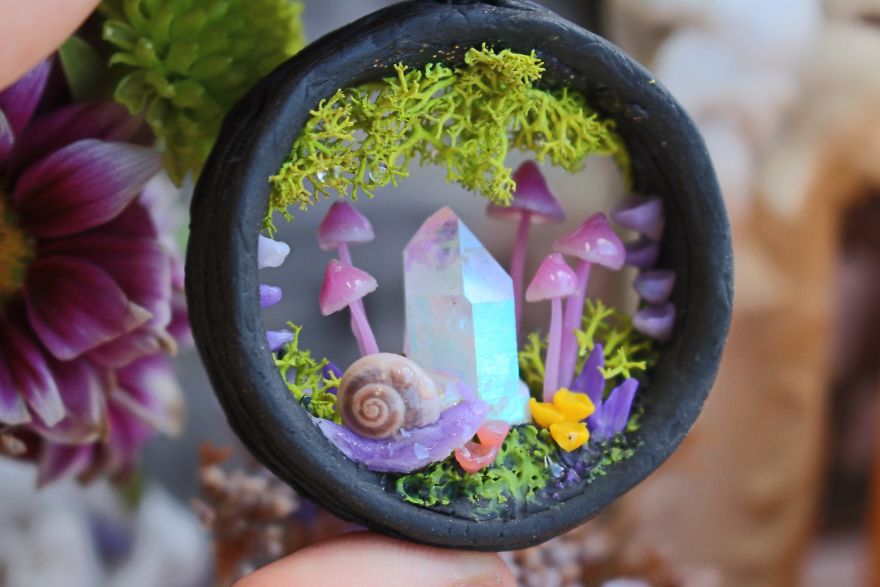 I Make One Of A Kind Magic Portal Necklaces Using Natural Gemstones, Polymer Clay And Precious Metals