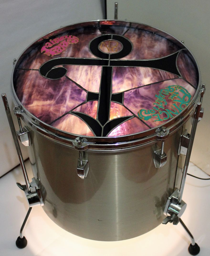 I Put Stained Glass Art Into Guitars And Other Instruments To Make Them Into Funky Lamps & Tables.