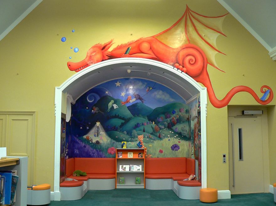 I Transformed An Alcove In The Library Into The Inside Of A Children's Book