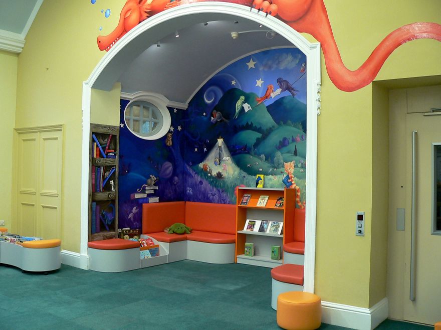 I Transformed An Alcove In The Library Into The Inside Of A Children's Book