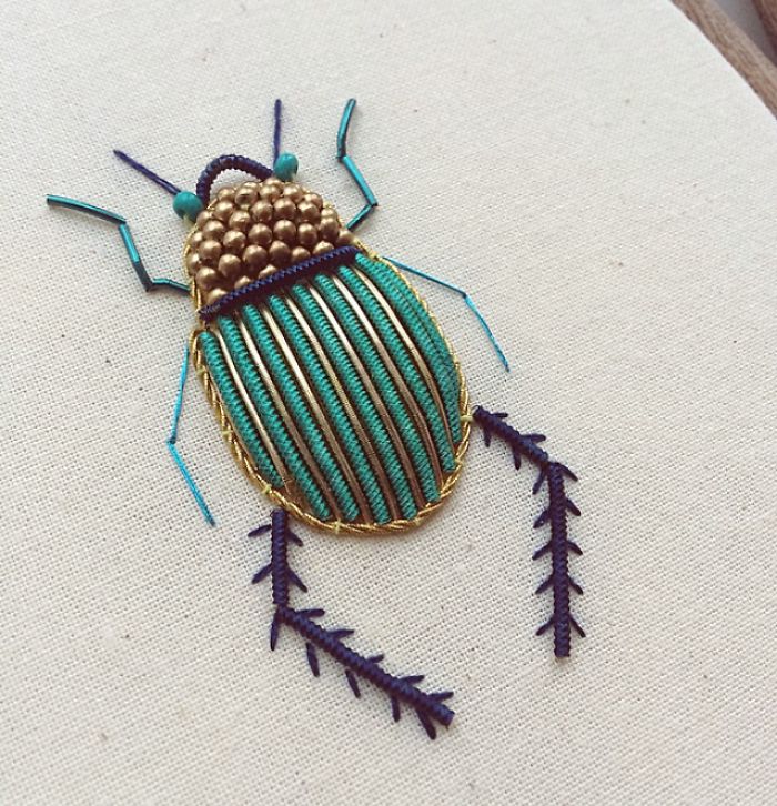 I Create Embroidered Art Inspired By Entomology And Botanical Illustrations