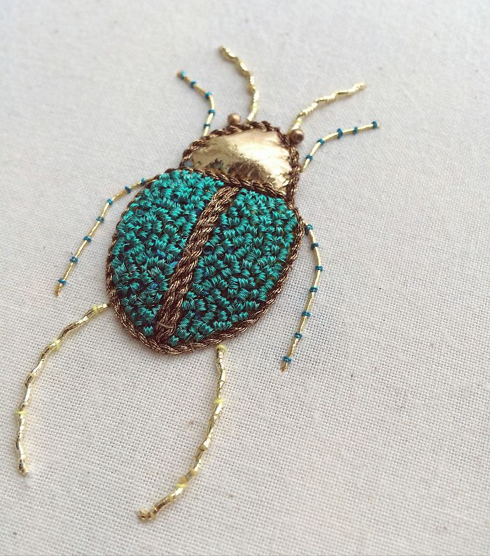 I Create Embroidered Art Inspired By Entomology And Botanical Illustrations