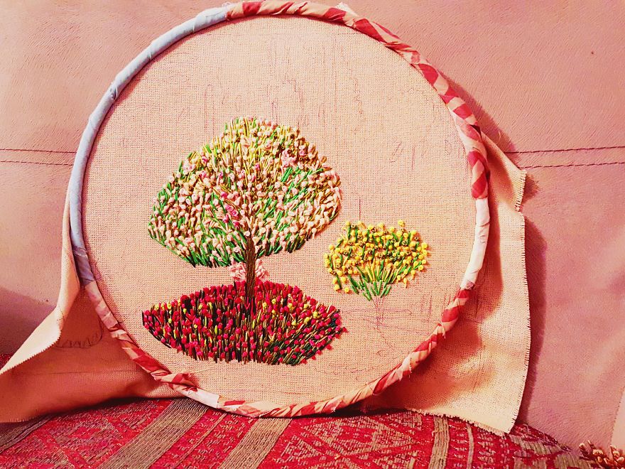 I 'painted' Claude Monet's 'jeanne Marguerite Lecadre In The Garden' Using Needle And Thread