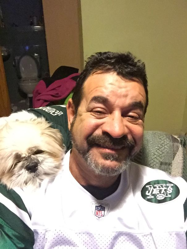 Dad Didn't Want Dog. Here They Are In Matching Jerseys.