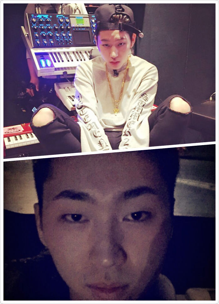 Two doppelgangers sitting in the dark 