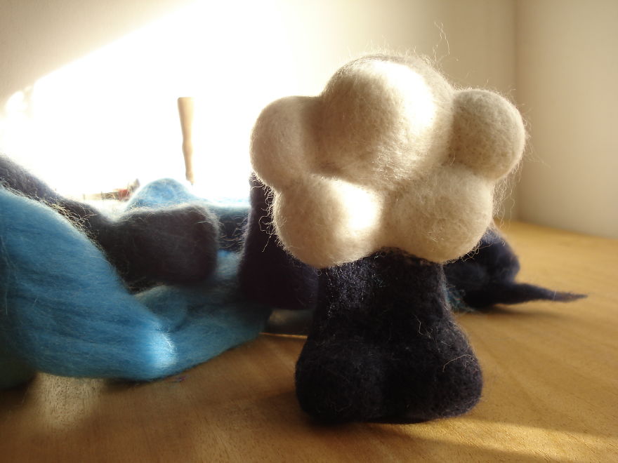 It Took Me 82 Felted Rain Drops To Make This Art Toy Legs...
