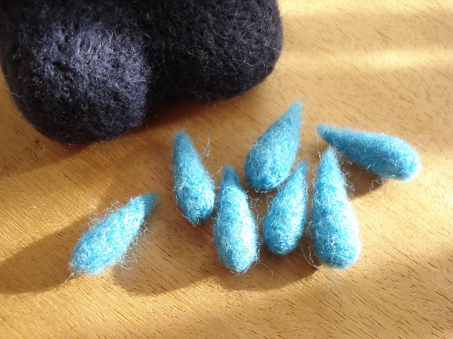 It Took Me 82 Felted Rain Drops To Make This Art Toy Legs...