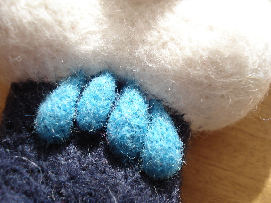 It Took Me 82 Felted Rain Drops To Make This Art Toy Legs...