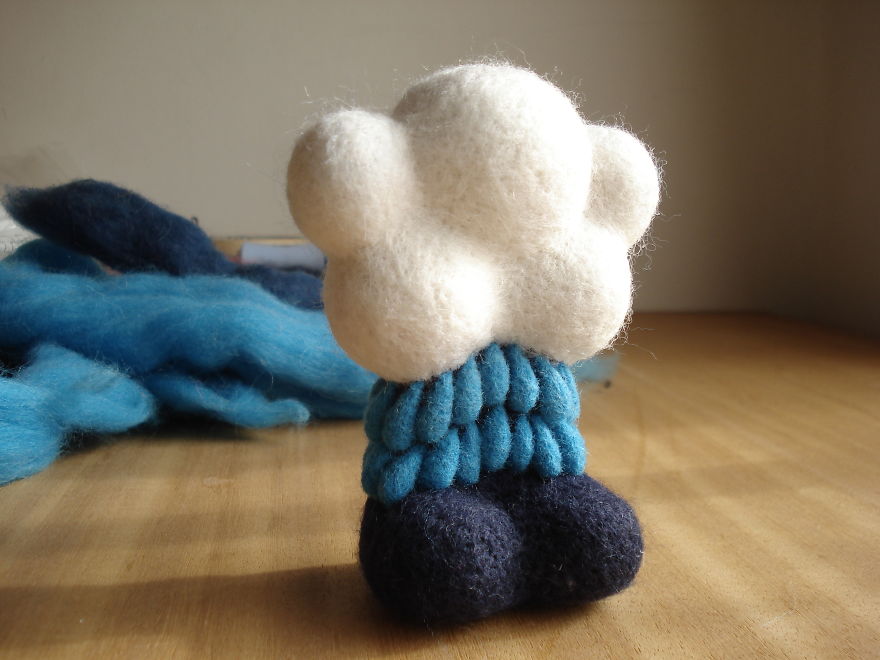 It Took Me 82 Felted Rain Drops To Make This Art Toy Legs... It Took Me 82 Felted Rain Drops To Make This Art Toy Legs...